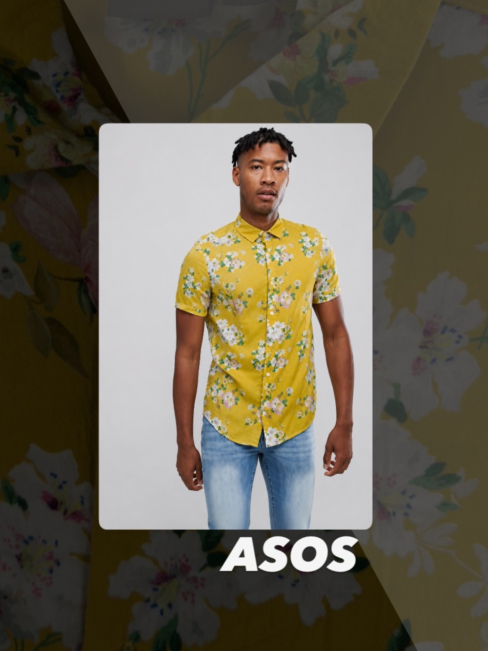 GUC Asos Yellow Floral Short Sleeve Shirt